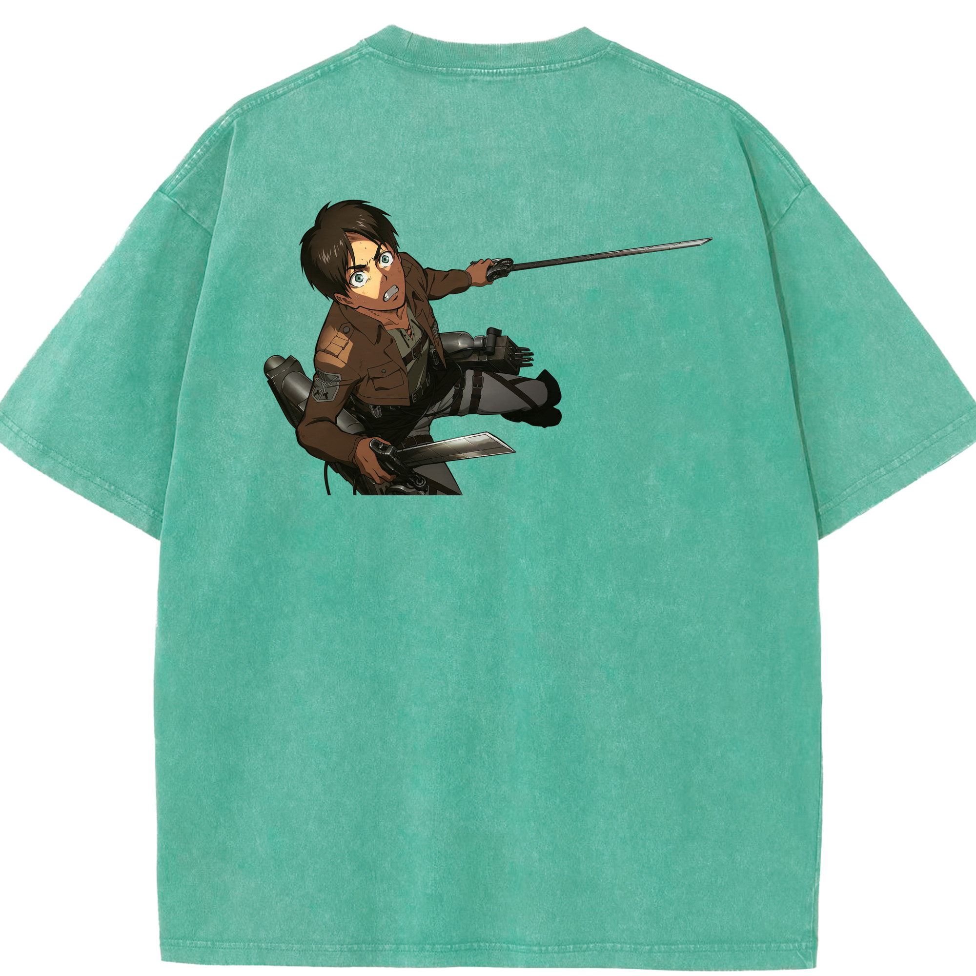 （画像用） 進撃の巨人 エレン･イェーガー Attack on Titan Eren Jäger 綿100% ヴィンテージ風 半袖Tシャツ（背面プリント）